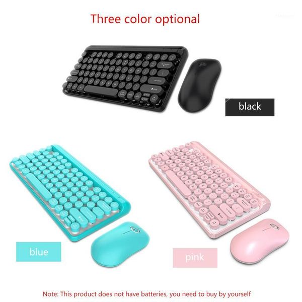 

keyboards 84 keys 2.4ghz wireless multimedia keyboard mechanical feel computer mouse set retro & set1