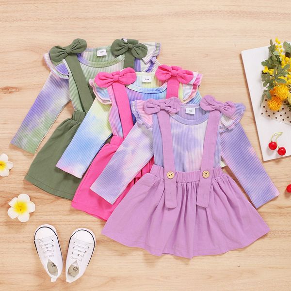 

autumn infant baby girls clothes sets long sleeve bow dress newborn baby clothing cute newborn baby girls clothes set 2020 1023, Red;yellow