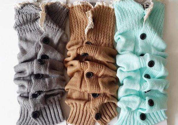 

long solid button down lace knitted leg warmers boot stocking socks boot covers leggings tight 24 pairs/lot mi jlllxl bdecoat, Black;white