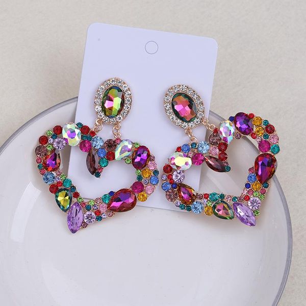 

boutique rhinestone dangle earrings jewelry fashion lady's party heart pendant women for women statement earrings accessories, Silver