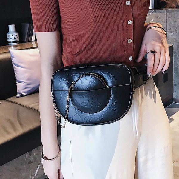 

luxury woman crossbody chest bag fanny pack fashion leather waist belt bags female chain phone pack and purse shoulder waist bag1