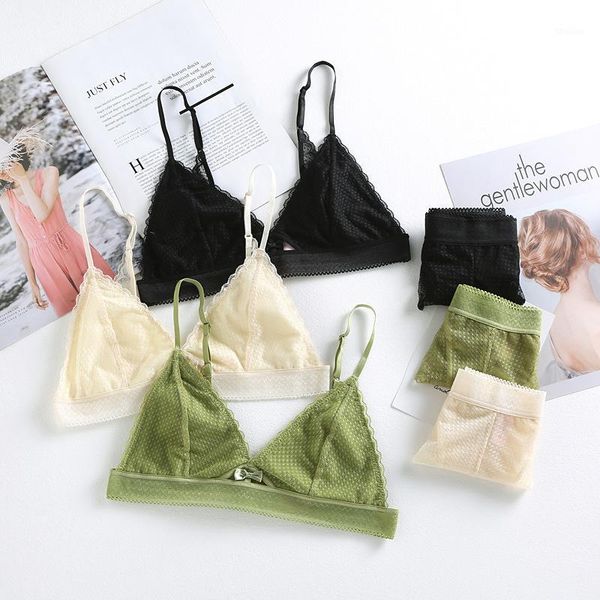 

bras sets french lace women underwear set wireless ultrathin push up bra summer hollow breathable and panties lingerie1, Red;black