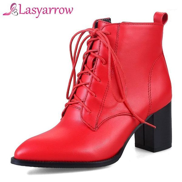 

boots lasyarrow 2021 zipper thick heels high shoes women women's and lace up plus size 48 q0001, Black