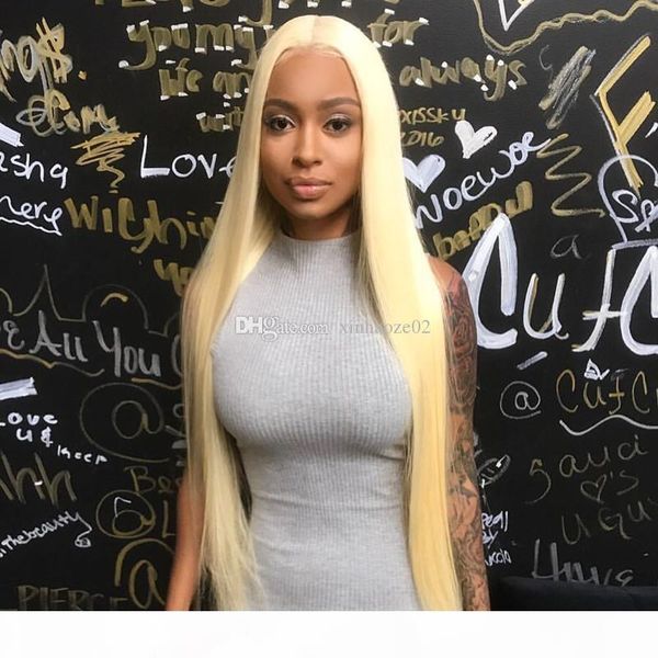 

full lace human hair wigs lightest blonde 613 peruvian hair straight gluless lace front human hair wigs for black white women, Black;brown