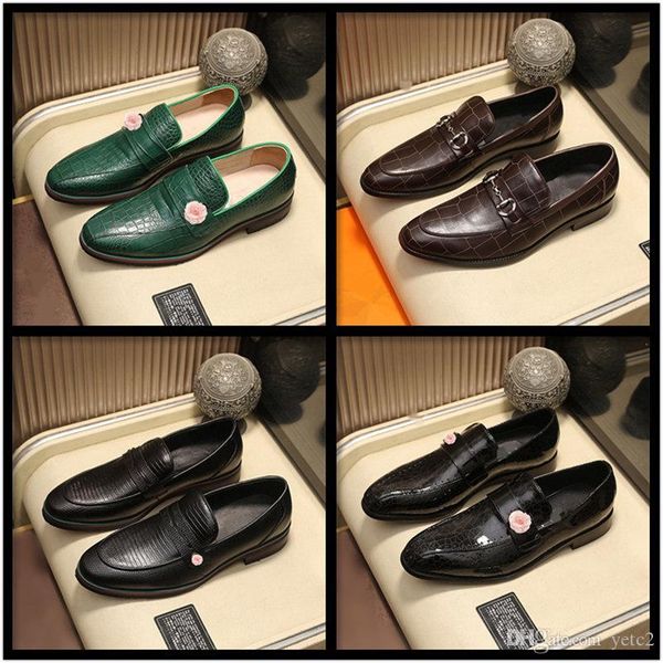 

q4 2020 men dress shoes designer business office lace-up loafers casual driving shoes men's flat party leather shoes 3 color 22, Black