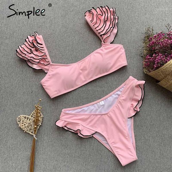 

simplee red push up one-pieces bikini summer style ruffle sleeve beach wear playsuit female casual banthing suit swimsuit1, White;black