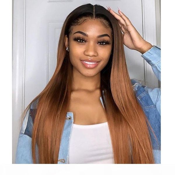 

ombre blonde full lace wigs with baby hair glueless peruvian 100% human hair 360 frontal silky straight pre plucked 13x6 lace front wig, Black