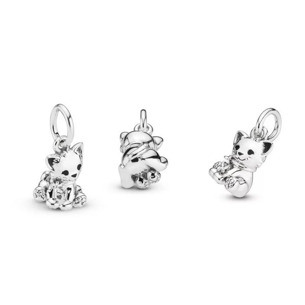Bracciale Pandoras del designer senior nuovo di zecca in argento sterling 925 con perline con ciondolo a forma di cucciolo di gatto per regali da donna
