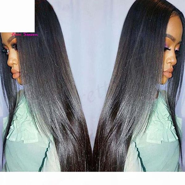 

high ponytail full lace wigs silky straight virgin lace front wig malaysian full lace human hair wigs with baby hair, Black;brown