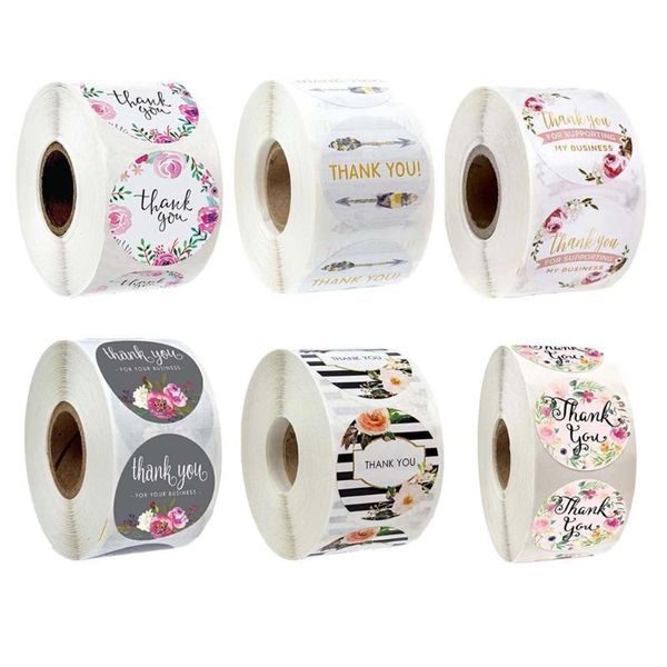 

500pcs floral thank you for your business stickers baking package seal labels wedding party scrapbooking stationery stickers