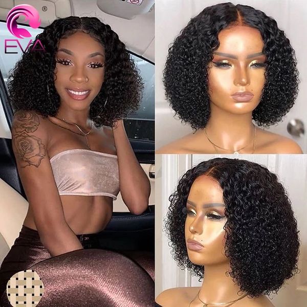 Afro Kinky Curly Perücke 13x4 synthetische Lace-Front-Perücke mit hohem Verhältnis für Frauen, vorgezupfter natürlicher Haaransatz mit Babyhaar