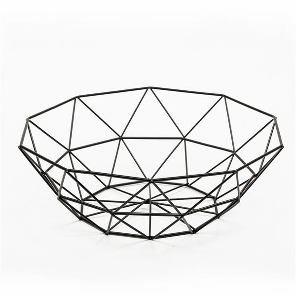 

fruit storage basket iron wire art hollow out black tray geometry triangle home decor kitchen tool dining table creative metal 6 5sx g2