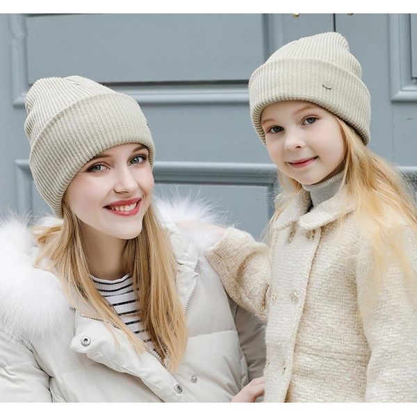 

parent-child knitted wool hats winter knitted solid colors hat warm soft parents kids knitted hats outdoor slouchy caps rra1681 p6ykx, Yellow