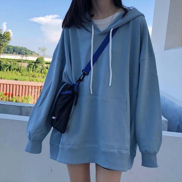 

women loose pullovers sweatshirt gothic oversized long autumn hoodie harajuku long sleeve punk jogging tracksuit drop shipping, Black