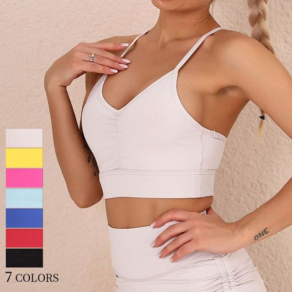 

7 color sports bras yoga seamless super push up workout training strappy plus size sports bra for women gym lingerie, White;black