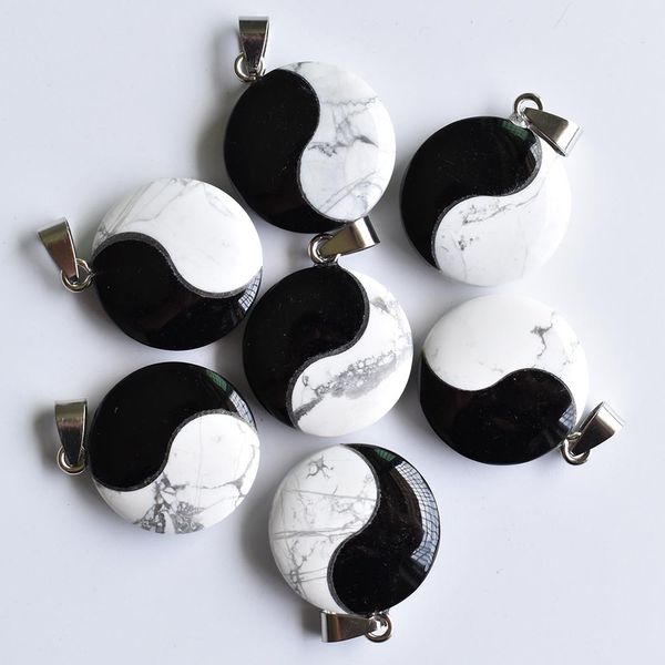 pietra naturale Tai Chi Yin Yang Charms pendenti in turchese bianco onice nero per la creazione di gioielli collana