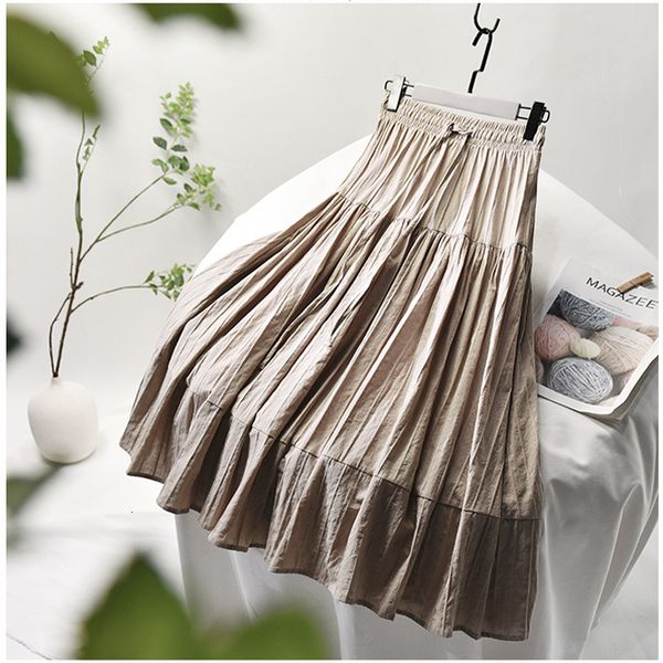 

2021 new summer a-line cotton material stretch high waist women boho white skirt with lining jupe femme saia 3ysy, Black