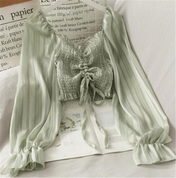 

pleated chiffon blouse women solid slash neck flare sleeve ladies blusa shirts spring 2021 fashion casual female zy48871, White