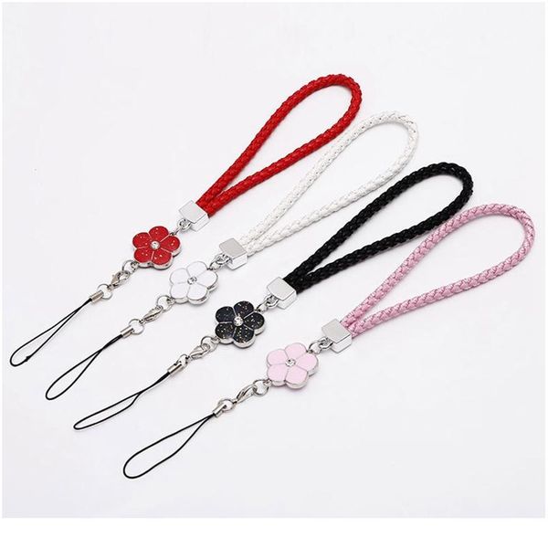

shellnail pu leather mobile phone strap smart phone key holder ring flower lanyard phone accessory cord hand rope jllklu