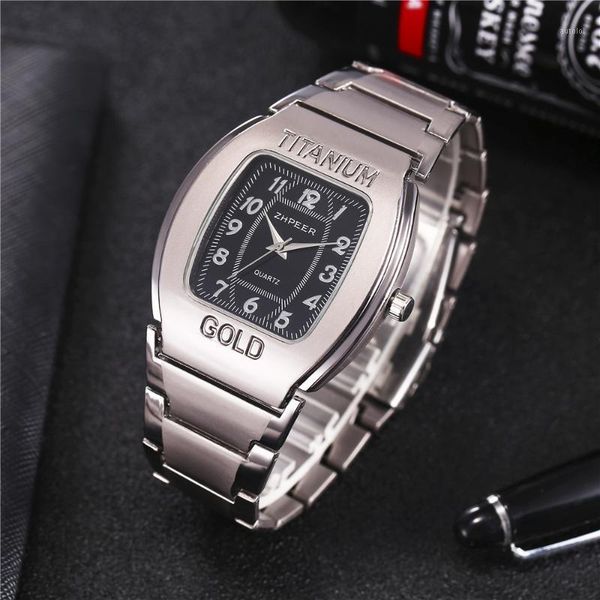 

2020selling men's large dial wine barrel square business casual quartz wrist watch fashion men's watch reloj hombre1, Slivery;brown