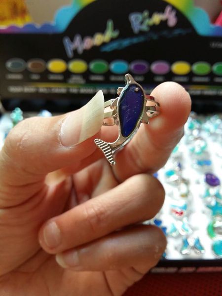 

dolphin double mood change color ring cartoon, Silver