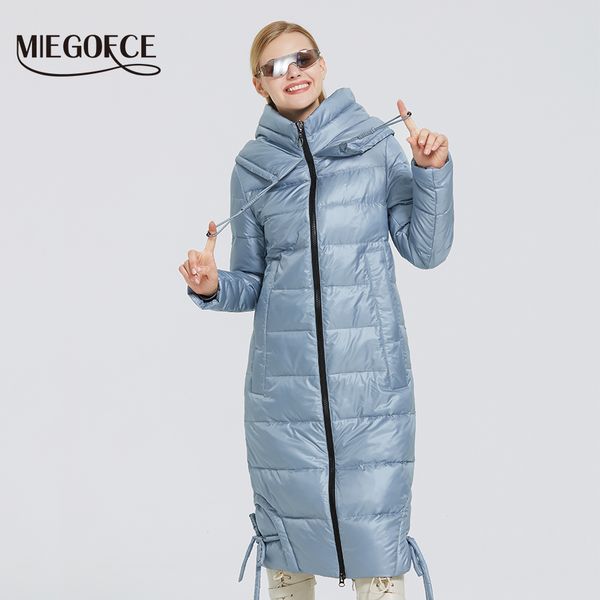 

miegofce new women's winter cotton clothing long cotton coat simple design women jacket winter parka windproof jacket 201014, Black