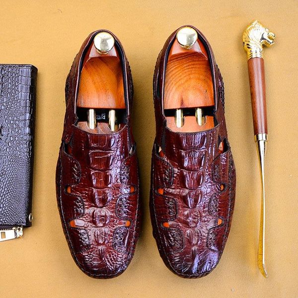 

spring men flats slip on loafers driving shoes crocodile homme men casual shoes fashion genuine leather slip on footwear a140, Black