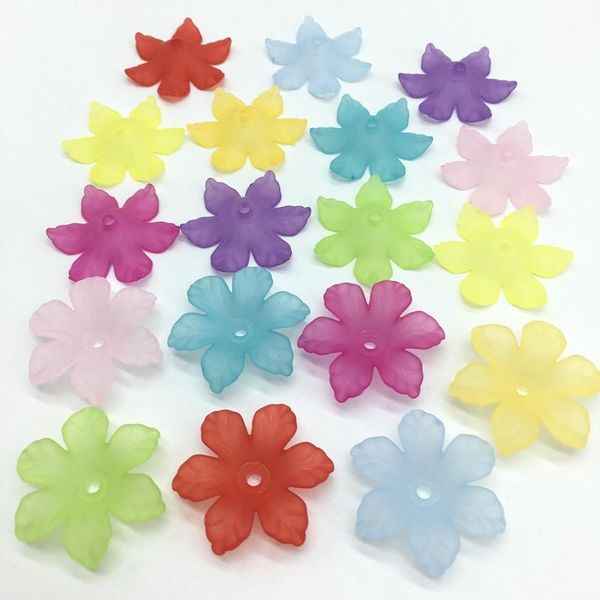 

26mm plastic acrylic translucent scrub leaf beads blade chrysanthemum flowers beads for jewelry making handmade 70pcs/bag1