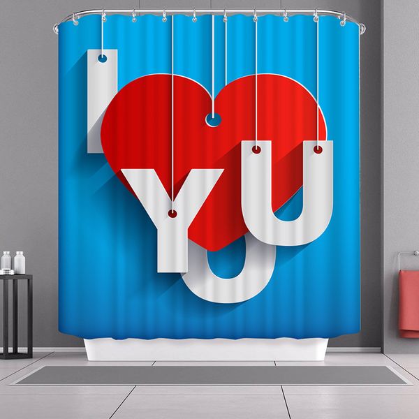 

2021new high quatity valentine's day bathroom sets carpet rug shower curtain seat bathroom non-slip carpet and shower curtain