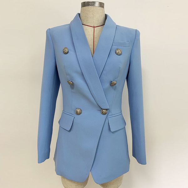

women porto style england blazers xale collar double breasted autumn solid business coats blue female outerwear jackets 4ugb, White;black