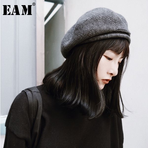 

eam] new spring summer solid color round dome temperament thick warm knitting hat women fashion tide all-match oa713 y200102, Blue;gray