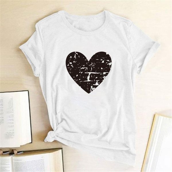 

heart print t-shirts women t shirt summer tshirt cotton women graphic t shirts aesthetic woman clothes summer camisetas, White
