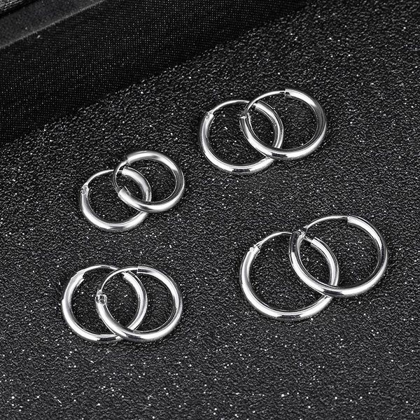 

punk mini small round circle hoop earrings for women men gold silver color glossy huggie earrings male ear bone buckle 12-18mm, Golden;silver