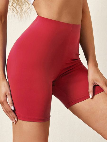 

high waist solid biker shorts s7s2#, Black