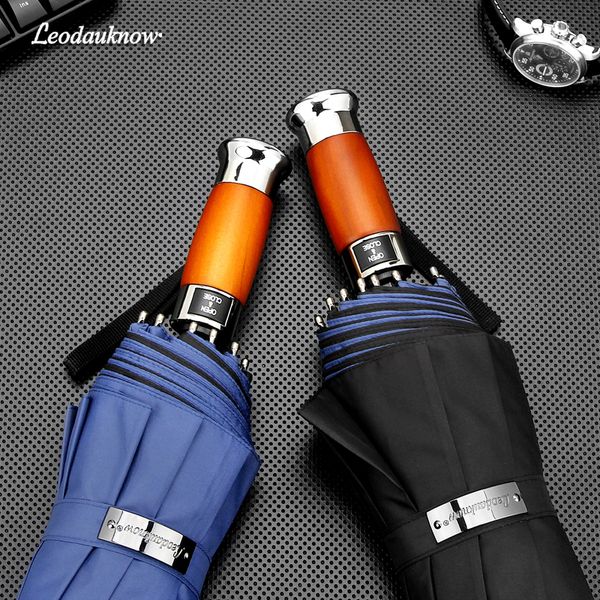

folding automatic black umbrella business men large golf umbrella genuine brand windproof rain umbrellas double layer male
