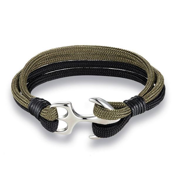 

2018 fashion anchor bracelet navy style stainless steel anchor multilayer black survival rope bracelet men women jewel qylyut
