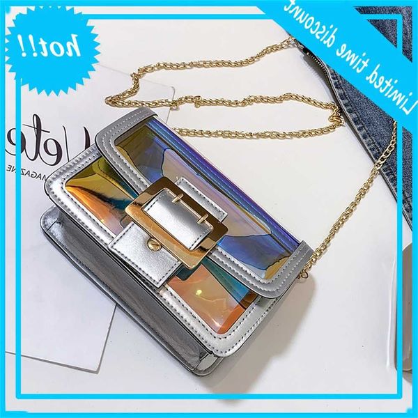 

women's summer 2019 korean fashion laser transparent small square chain single shoulder messenger bag