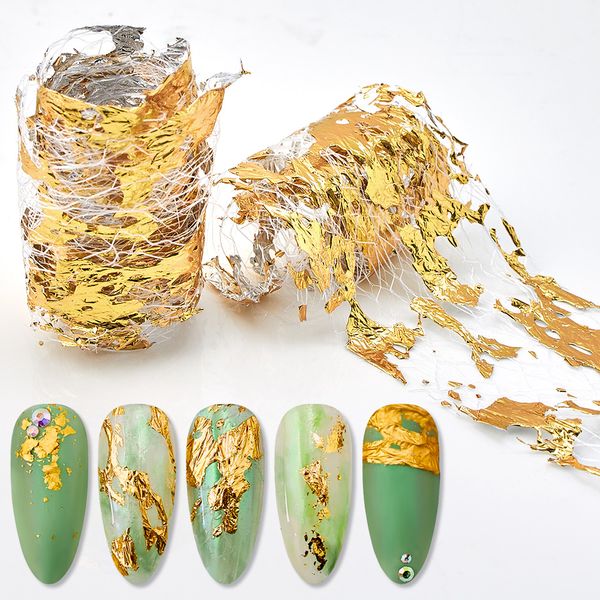 

4*50cm aluminum foils 3d mesh nail stickers glitter line nail art decal wraps slider manicure diy decoration, Silver;gold