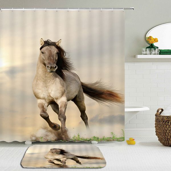 

2pcs / set хорс душ штора набор mat ванная водонепроницаемая ванна штора полиэстер ткань с прямоугольник покрытие напольного коврик