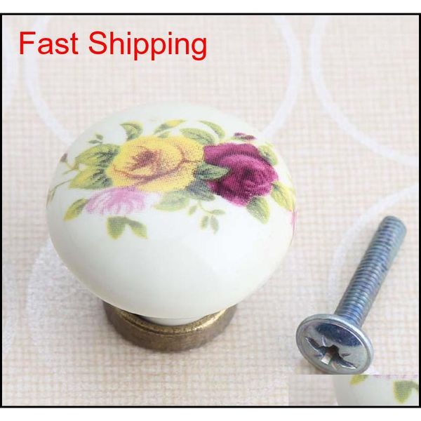 

96mm peony porcelain pull handles rural ceramic drawer cabinet knobs bronze dresser handle retro fashion furn qylzgh sports2010