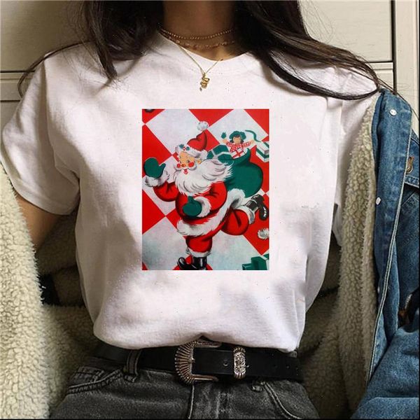 

merry christmas t shirt women fashion graphic shirts harajuku tee kawaii tshirt vogue hipster camiseta mujer, White