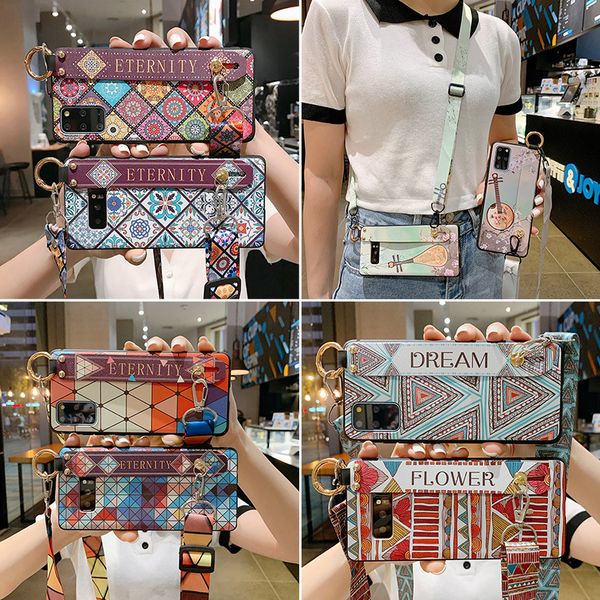 

retro lattice printing iphone12 mobile phone case suitable for iphone12pro 11pro max xs anti-drop xs/max wristband 7/8/se diagonal case
