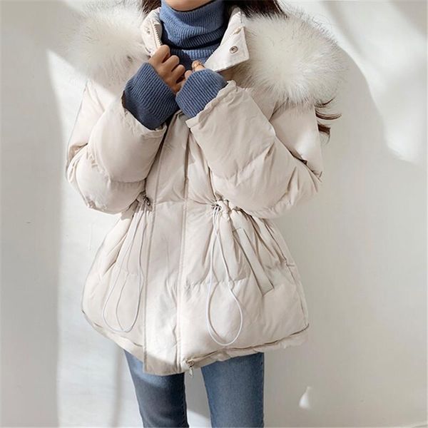 

women's winter jacket fur collar padded warm solid color standard collar for winter parker jacket woman 2021, Black