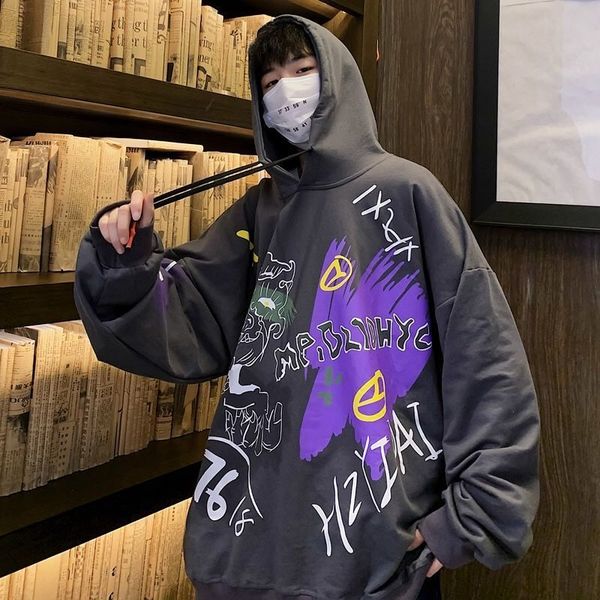 

sweatshirt oversize cool hoodie male hip hop gray cartoon girls spring streetwear funny casual autumn men hoodies japan bvxre, Black