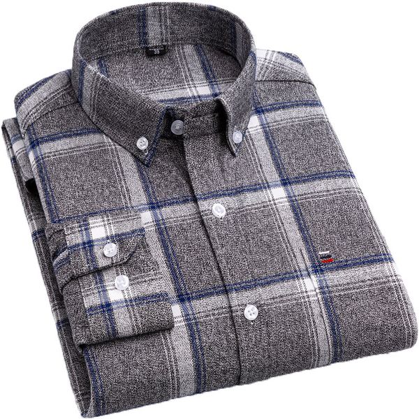 

2021 new brand 100%cotton chechered casual shirts for men warm long sleeve plaid winter soft striped male comfortable shirt fwws, White;black