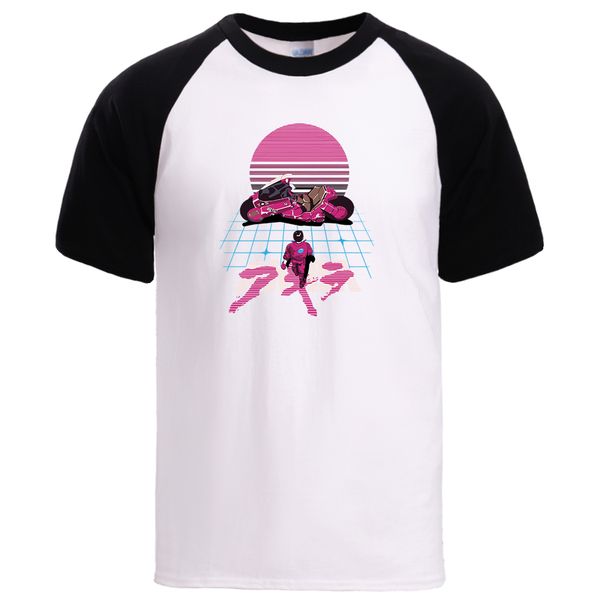 

akira synthwave mens loose 2020 summer short sleeve streetwear male casual raglan man tshirt sport hooded sweatshirt hoodie men t shirt