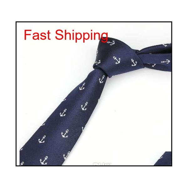 

luxury men's anchor print pattern ties 6cm men's slim neckties polyester jacquard skinny neck tie wedding co qyllsz beauty888, Blue;purple