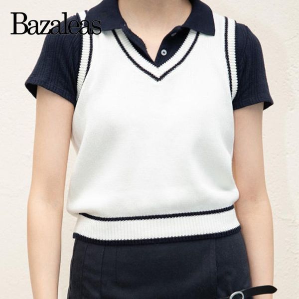 

bazaleas vintage knitted camis chic women sweater casual camis winter white black patchwork pull femme1, Black;white
