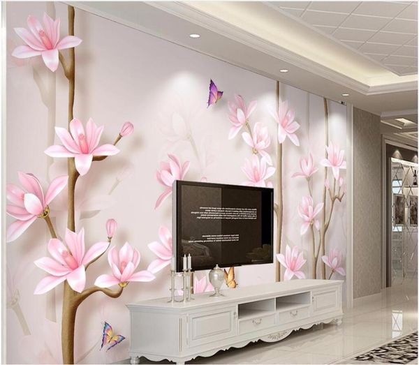 

3d wallpaper custom mural jade orchid jewelry tv background wall painting 3d wall murals wallpaper mural stereograph