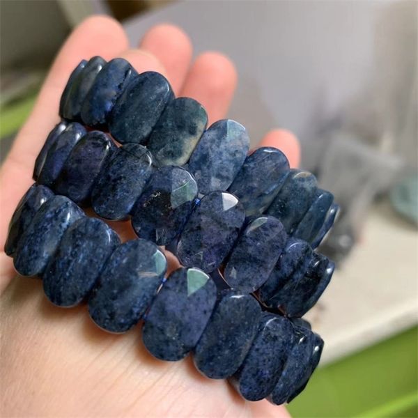 

natural dumortierite stone beads bracelet natural energy stone bangle for man for woman wholesale y200730, Black